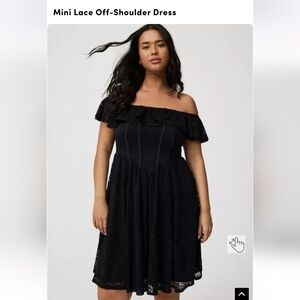 Torrid Black Lace Off-Shoulder Mini Dress